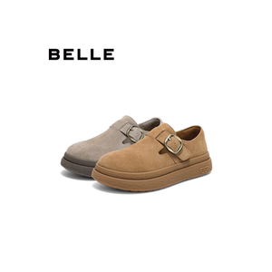 百丽厚底全包勃肯鞋女鞋2025春新款休闲乐福鞋单鞋D4V1  D4V1DAM5
