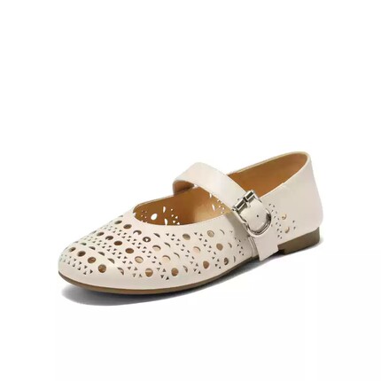 百丽镂空玛丽珍鞋女鞋子2025夏季新款平底浅口单鞋D7Q1  D7Q1DBQ5