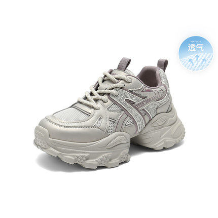 百丽厚底透气老爹鞋女鞋子2025秋季新款运动休闲鞋E7F1  E7F1DCM5