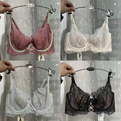 法式蕾丝超薄大胸显小聚拢文胸