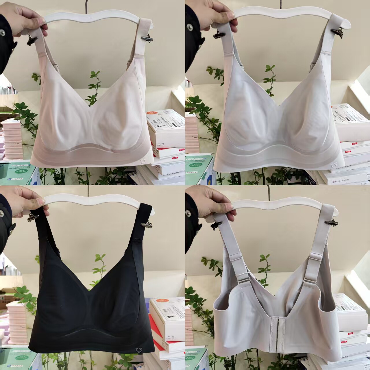 两件轻薄大胸显小女士内衣兔耳C杯无钢圈透气美背无痕文胸罩1067