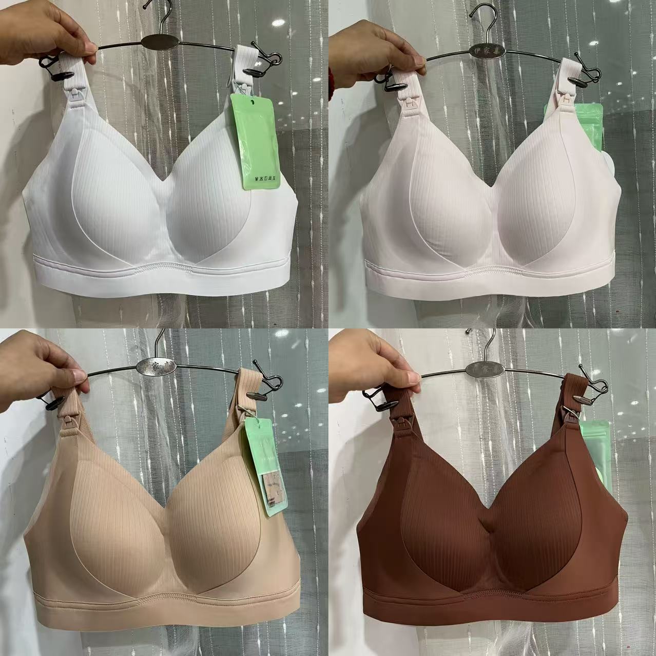 大罩杯上开扣可调节肩带哺乳文胸