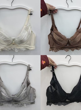 高光丝滑缎面软蕾丝花边BC杯女士内衣大胸显小软钢圈聚拢文胸8145