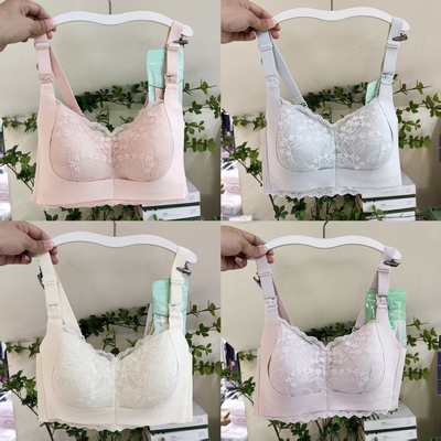 茶纤维上开扣哺乳内衣薄款文胸罩