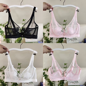 超薄蕾丝大胸显小收副乳文胸