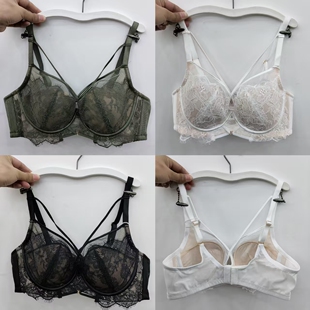 蕾丝网纱性感软钢圈B杯文胸女聚拢收副乳大胸显小芒果杯内衣8619