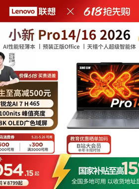 【国补15%+教育优惠】联想小新Pro14/Pro16/Pro14GT/Pro16GT锐龙标压 大学生笔记本电脑游戏轻薄笔记本新品
