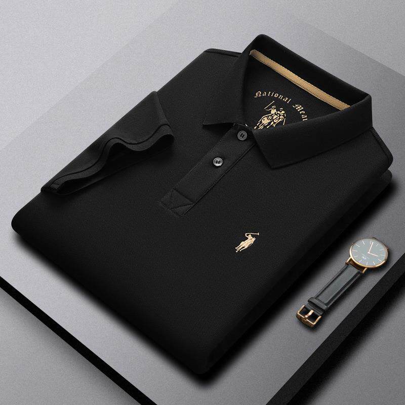 保罗正品夏季新款100%棉短袖POLO衫纯色翻领男士高档t恤商务休闲