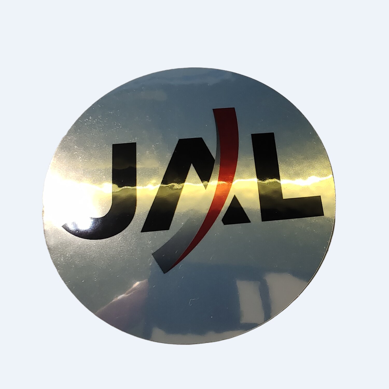 我爱飞行|日本标志航空旅行登机机组拉杆箱拉丝金属圆贴贴纸