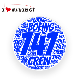 我爱飞行|波音Boeing747航空crew机组旅行登机拉杆箱贴纸