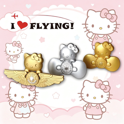 我爱飞行|长荣航空EVA AIR Hellokitty卡通航徽 航空飞行纪念徽章
