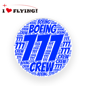 我爱飞行|波音Boeing777航空crew机组旅行登机拉杆箱贴纸