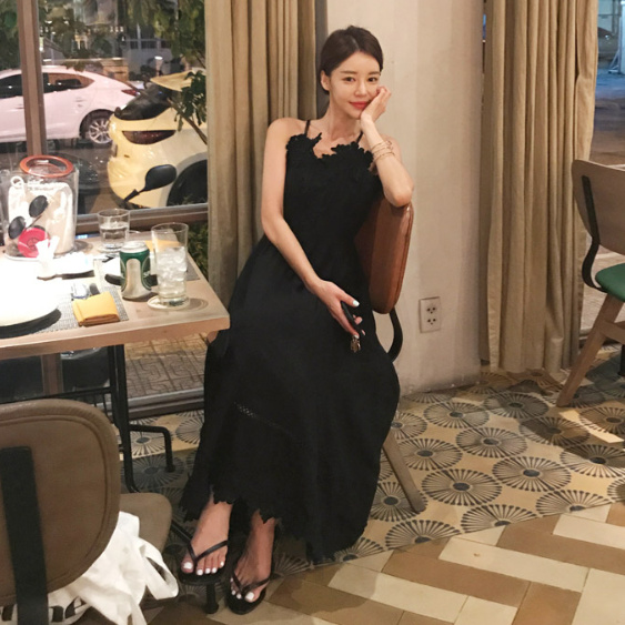 韩国正品女装代购 MAYBINS 2018夏款 韩范优雅提花气质连衣裙