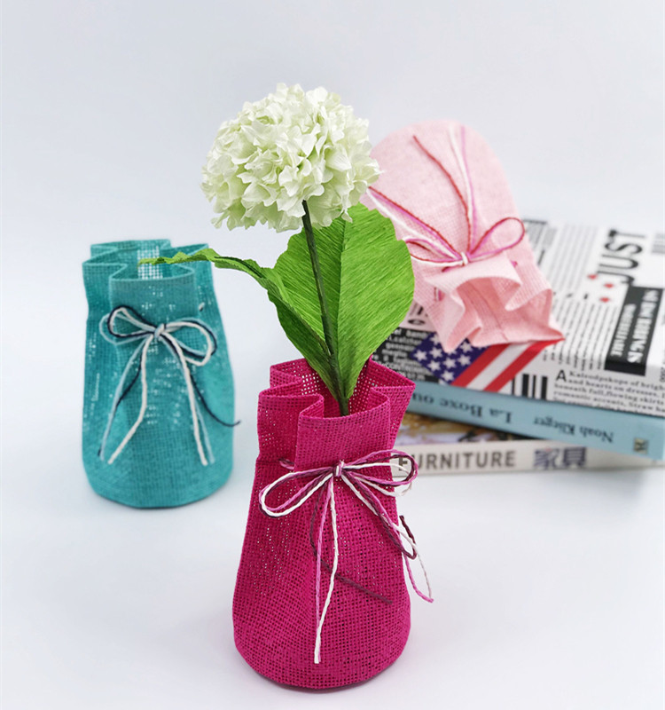 藤编手工diy成品无铁丝花篮仿真花纸花手作花插花花器花瓶小型