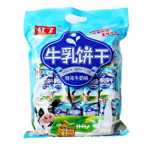 红了400g袋装牛乳饼干方便早餐