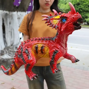 大号仿真软胶恐龙玩具霸王龙腕龙模型动物男孩发声地摊搪胶恐龙声