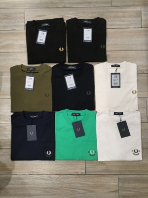 FP麦穗弗莱德派瑞男士休闲纯棉T恤夏季数字麦穗刺绣口袋短袖M9827