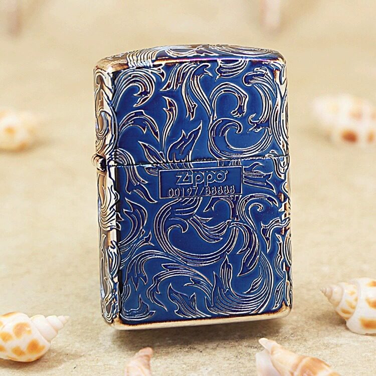 Zippo芝宝正品ZBT-3-267五面唐草中标(熏银烤蓝色)防风煤油打火机