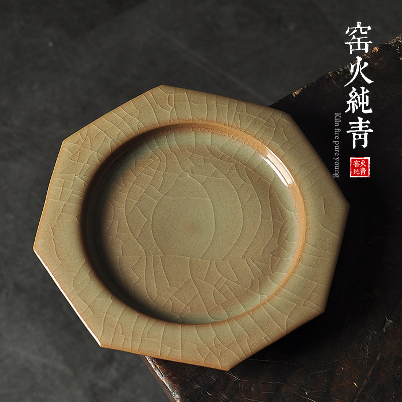青瓷龙窑柴烧八方壶承干泡台果盘