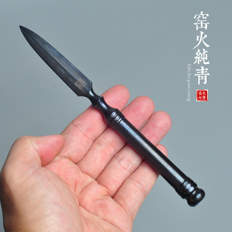 龙泉江龙手工茶刀普洱茶针霸王枪撬茶器百炼花纹钢茶锥非大马士革