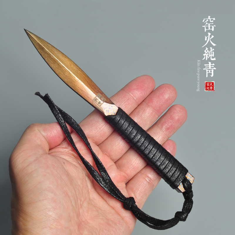 手工锻打撬茶刀龙泉花纹钢普洱茶针茶锥黑茶砖茶非大马士革钢茶刀