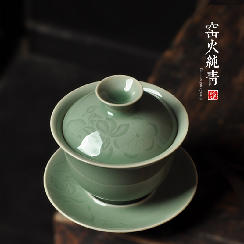 陶瓷三才碗功夫茶具大号敬茶碗