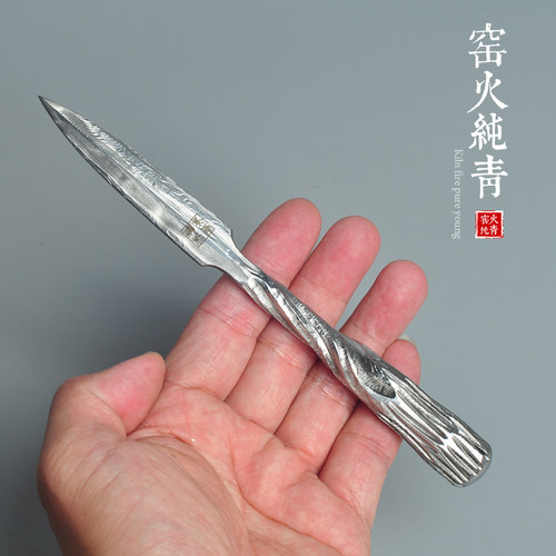 不生锈大马士革钢普洱茶刀茶锥