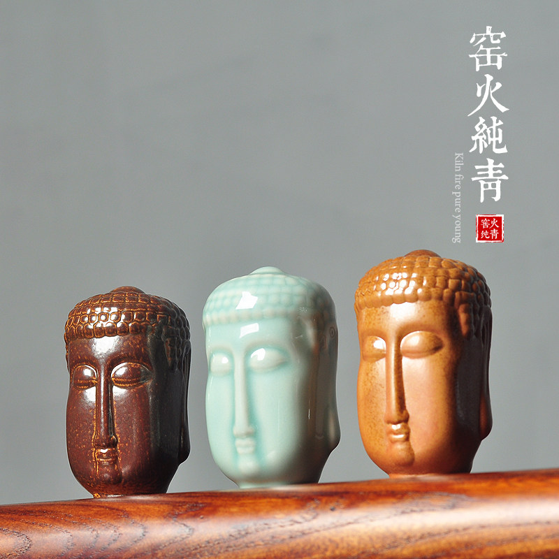 释迦牟尼佛陶瓷佛头供奉像摆件