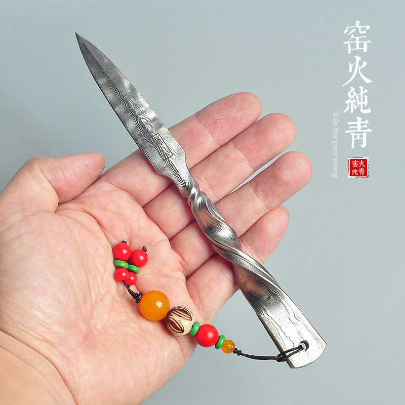 不生锈大马士革钢茶刀撬茶工具