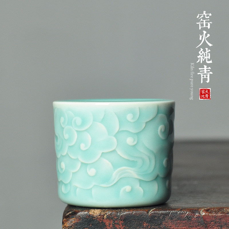 中式祥云浮雕扳指高端男女品茗杯