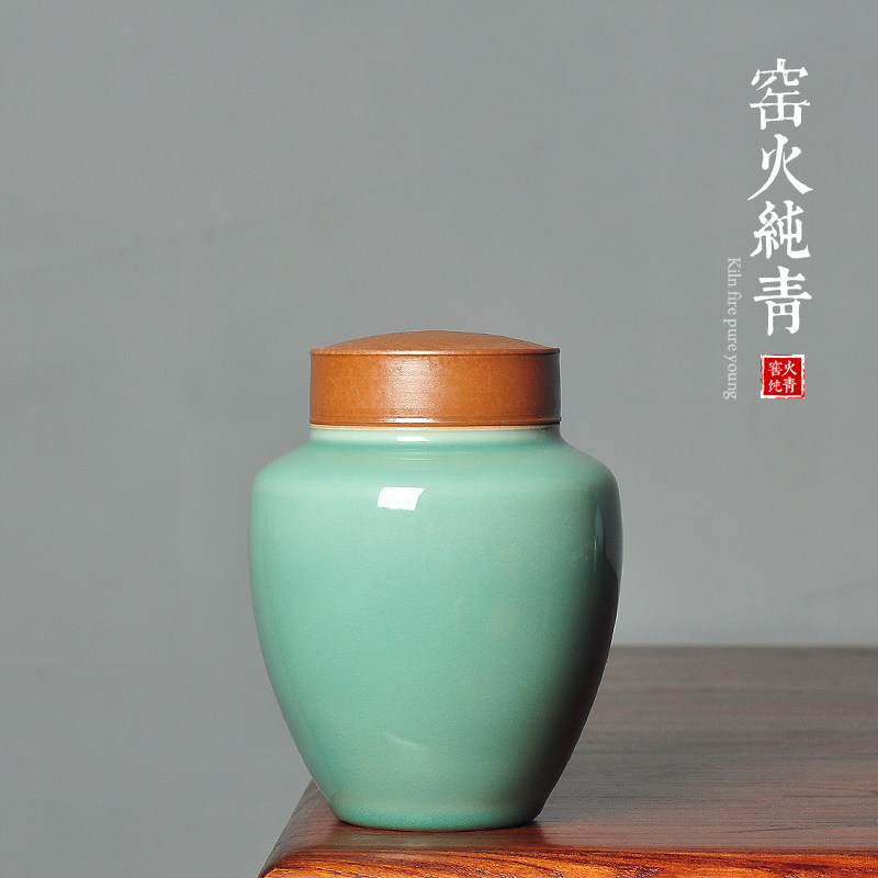 手工茶叶罐陶瓷跳刀灰釉醒茶罐茶