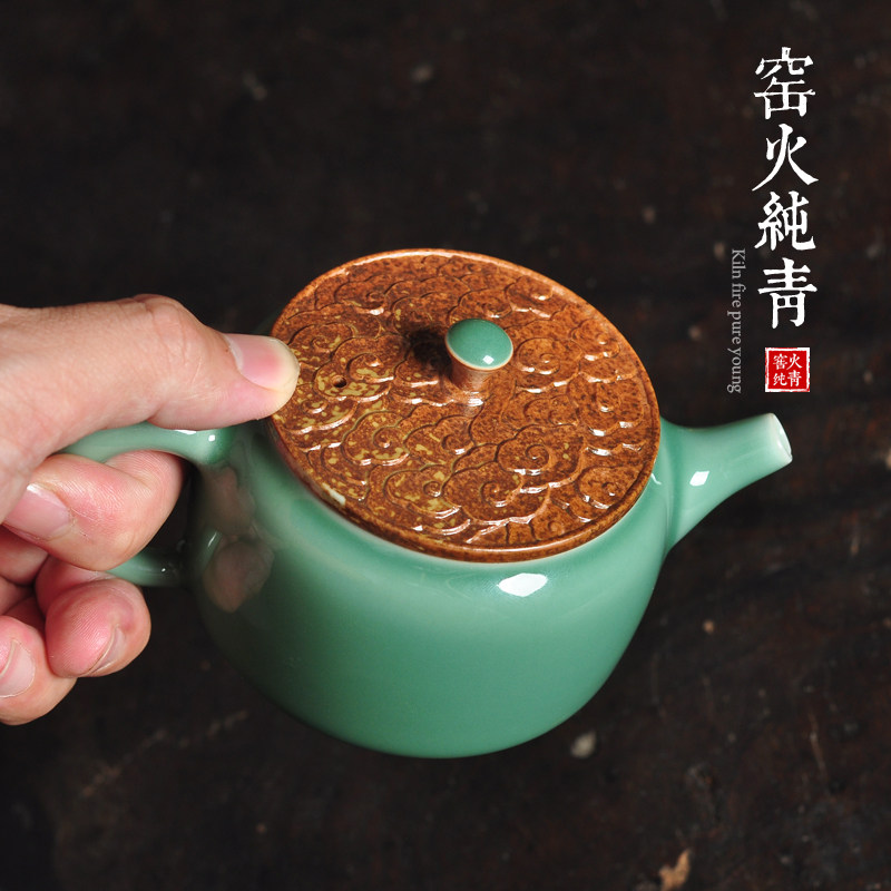青瓷祥云纹功夫茶具泡茶壶茶具图片