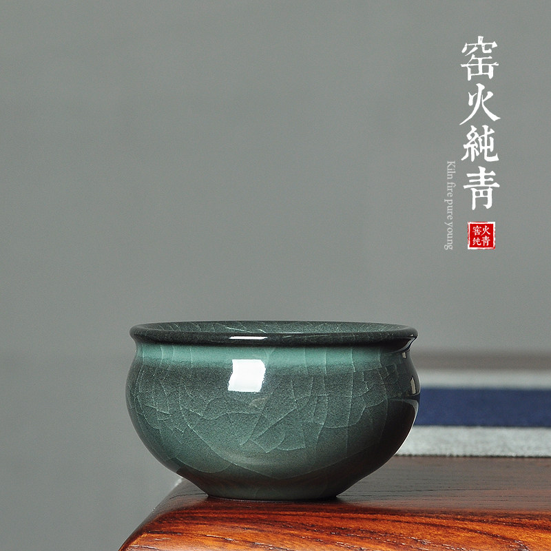 青瓷哥窑铁胎水缸功夫茶小品茗杯
