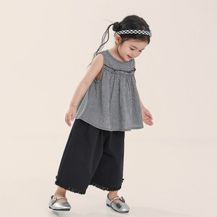 无袖 YAYA童装 格子上衣中小童薄款 背心儿童韩版 衬衣女孩 女童夏款