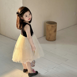 新款 无袖 童装 女童后备镂空拼接连衣裙 裙子夏 韩版 2026夏季