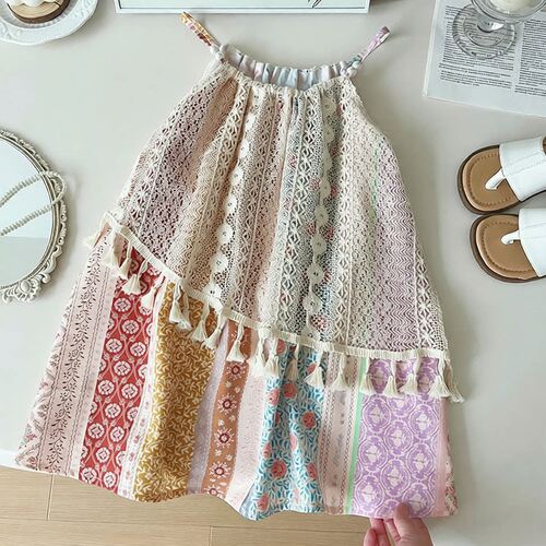 吊带裙女童夏季新款洋气露背无袖