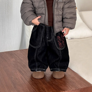 儿童服装2025新款冬装小宝宝衣服韩版童装冬装裤子男童加绒牛仔裤