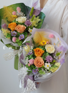 【莫奈花园】永生花花束表白情人节礼物送闺蜜油画色网红花束圣诞