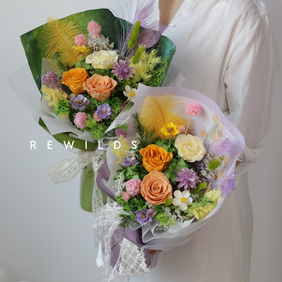 【莫奈花园】永生花花束表白情人节礼物送闺蜜油画色网红花束圣诞