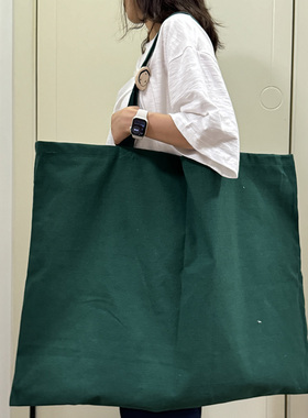 12安加大帆布袋墨绿色大容量帆布包纯色显眼包环保袋定制购物袋大