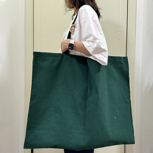 12安加大帆布袋墨绿色大容量帆布包纯色显眼包环保袋定制购物袋大