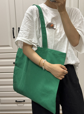 绿色帆布袋随性文艺环保袋加厚12安单肩购物袋定制印刷礼品袋印刷