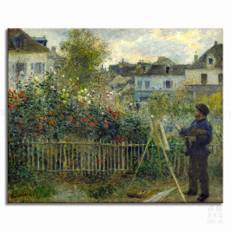 莫奈在花园 Renoir 装饰画艺术家居客厅书房卧室酒吧挂画定制照片图片