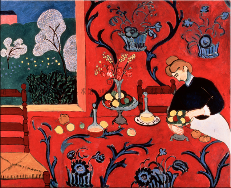 马蒂斯红色书房卧室酒吧无框画