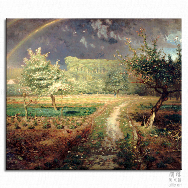 春 jean-francois millet 米勒 油画装饰画客厅书房卧室酒吧玄关