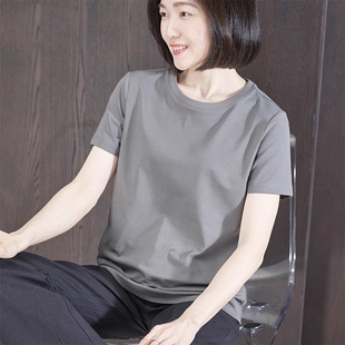 小圆领短袖t恤女纯色打底衫2026新款夏宽松大码棉基础款体恤上衣