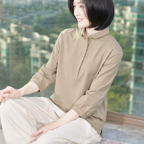 带领莫代尔棉中袖大码上衣女夏