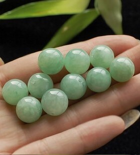 手工缅甸A货冰种绿色6mm8mm10mm13mm珠翡翠圆珠散珠豆绿手链项链