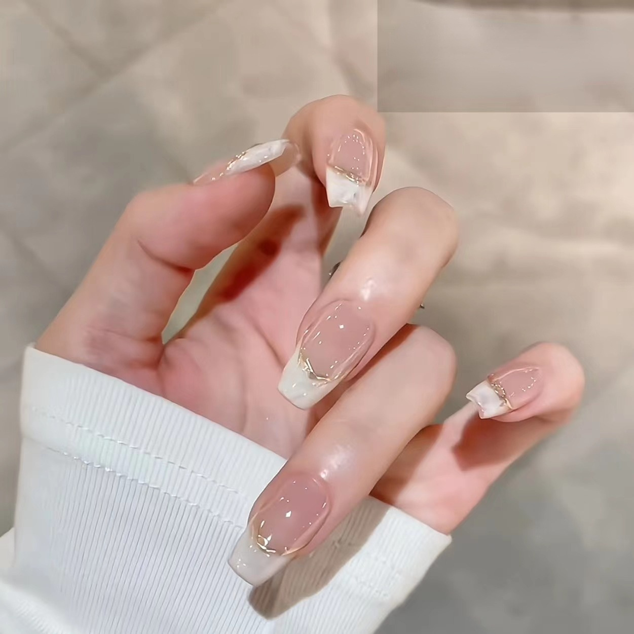 正品法式手工穿戴甲2025春夏晕染美甲指甲贴片美甲成品可拆卸