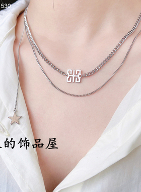 欧美多层五角星配饰粗项链